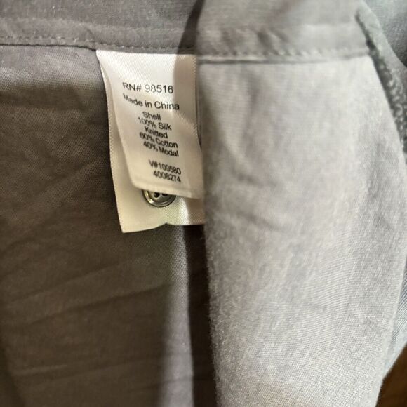 Coldwater Creek Top Womens 2X 20W 22W Gray Silk Button Up Shirt Sheer Blouse - Picture 8 of 9